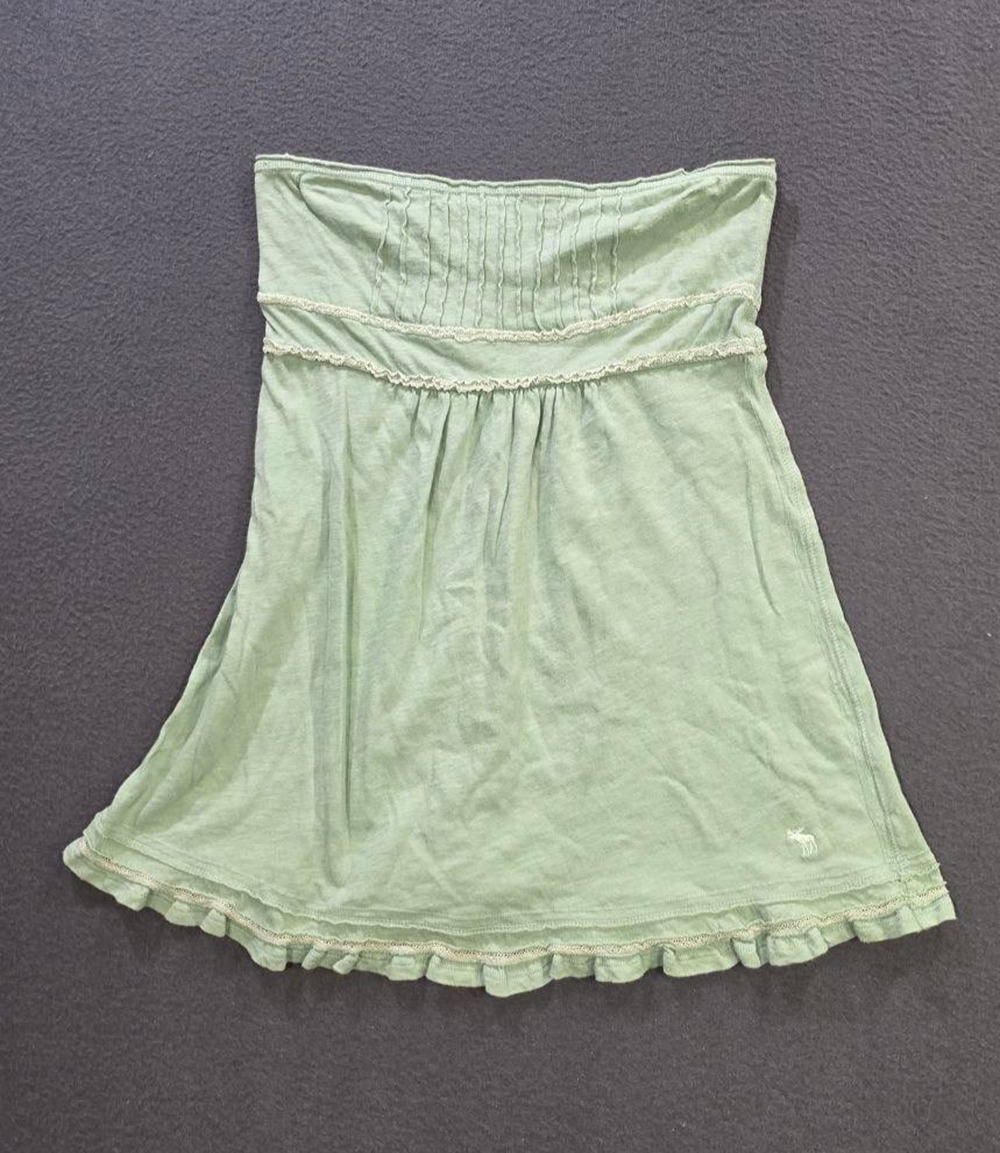 Abercrombie & Fitch Y2K BabyDoll Top Smocking Detail Logo Medium A010850